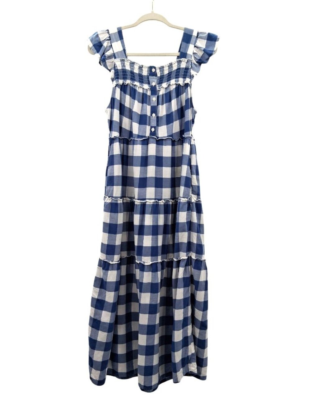 Old Navy Blue White Gingham Midi Dress Size Medium